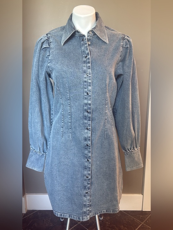 ICHI Dresses & Skirts - Women's Light Blue Denim Long-Sleeve Shirt Dress